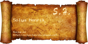 Solya Henrik névjegykártya